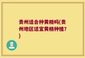贵州适合种黄精吗(贵州地区适宜黄精种植？)