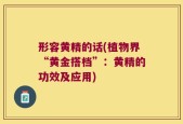 形容黄精的话(植物界“黄金搭档”：黄精的功效及应用)