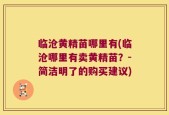 临沧黄精苗哪里有(临沧哪里有卖黄精苗？-简洁明了的购买建议)