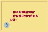 一种药叫黄精(黄精：一种有益药材的应用与益处)
