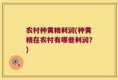 农村种黄精利润(种黄精在农村有哪些利润？)