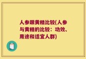 人参跟黄精比较(人参与黄精的比较：功效、用途和适宜人群)