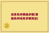 培育良种黄精步骤(黄精良种培育步骤简述)