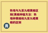 熟地与九蒸九晒黄精区别(黄精种植方法：熟地种黄精和九蒸九晒黄精的区别