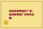 湖南收鲜黄精的厂家(湖南鲜黄精厂家采购合集)