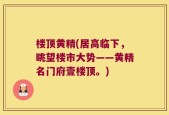 楼顶黄精(居高临下，眺望楼市大势——黄精名门府壹楼顶。)