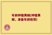 年前种植黄精(种植黄精，准备年前收获)
