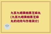 九蒸九晒黄精黑芝麻丸(九蒸九晒黄精黑芝麻丸的功效与作用简介)