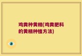 鸡粪种黄精(鸡粪肥料的黄精种植方法)