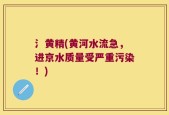 氵黄精(黄河水流急，进京水质量受严重污染！)