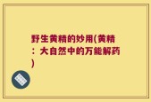 野生黄精的妙用(黄精：大自然中的万能解药)