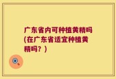 广东省内可种植黄精吗(在广东省适宜种植黄精吗？)