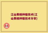 江山黄精种植技术(江山黄精种植技术分享)