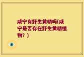 咸宁有野生黄精吗(咸宁是否存在野生黄精植物？)