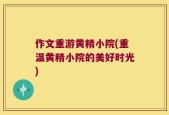 作文重游黄精小院(重温黄精小院的美好时光)