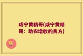 咸宁黄精哥(咸宁黄精哥：助农增收的良方)