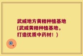 武威地方黄精种植基地(武威黄精种植基地，打造优质中药材！)