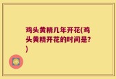 鸡头黄精几年开花(鸡头黄精开花的时间是？)