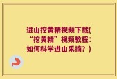 进山挖黄精视频下载(“挖黄精”视频教程：如何科学进山采摘？)