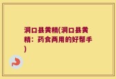 洞口县黄精(洞口县黄精：药食两用的好帮手)