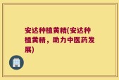 安达种植黄精(安达种植黄精，助力中医药发展)