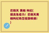 巴戟天 黄精 枸杞(提高免疫力！巴戟天黄精枸杞助您抵御疾病！)