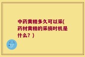 中药黄精多久可以采(药材黄精的采摘时机是什么？)