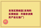 青海买黄精苗(青海购买黄精苗：开展非洲黄芪产业化推广)