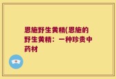 恩施野生黄精(恩施的野生黄精：一种珍贵中药材