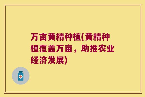万亩黄精种植(黄精种植覆盖万亩，助推农业经济发展)