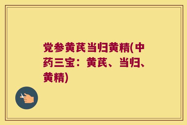 党参黄芪当归黄精(三宝：黄芪、当归、黄精)