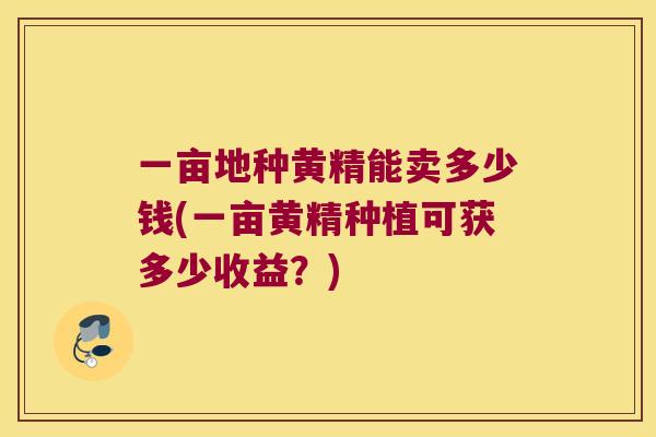 一亩地种黄精能卖多少钱(一亩黄精种植可获多少收益？)