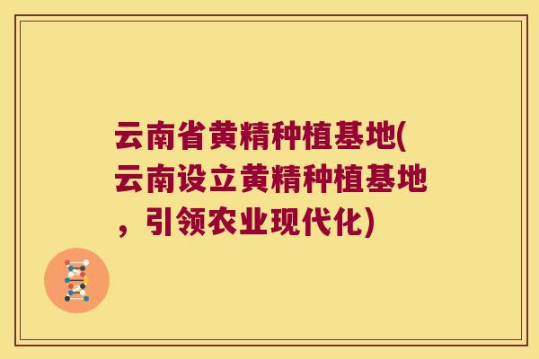 云南省黄精种植基地(云南设立黄精种植基地，引领农业现代化)
