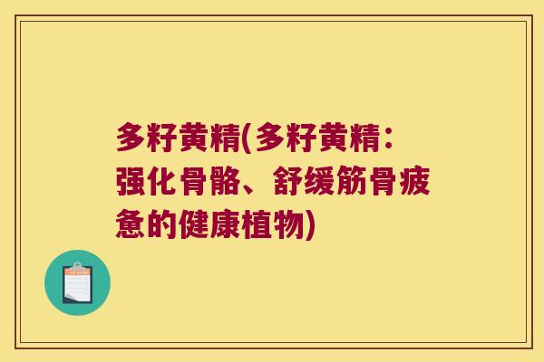多籽黄精(多籽黄精：强化骨骼、舒缓筋骨疲惫的健康植物)