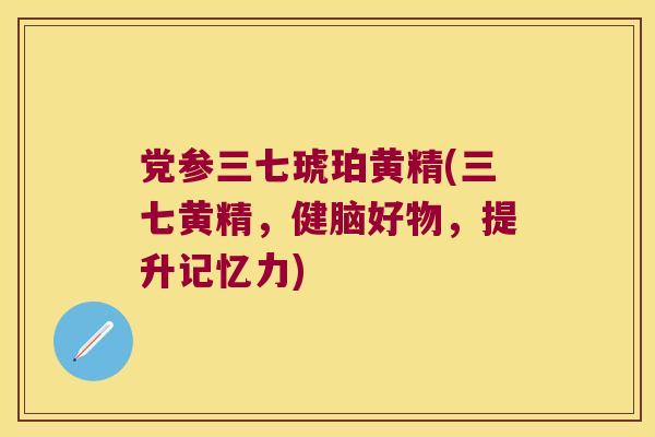 党参三七琥珀黄精(三七黄精,健脑好物,提升记忆力) 党参三七琥珀黄精(三七黄精,健脑好物,提升记忆力)