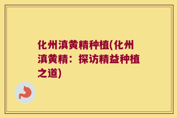 化州滇黄精种植(化州滇黄精:探访精益种植之道) 化州滇黄精种植(化州滇黄精:探访精益种植之道)