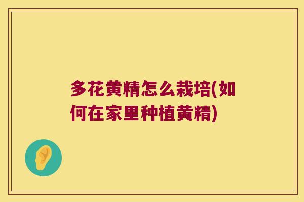 多花黄精怎么栽培(如何在家里种植黄精)