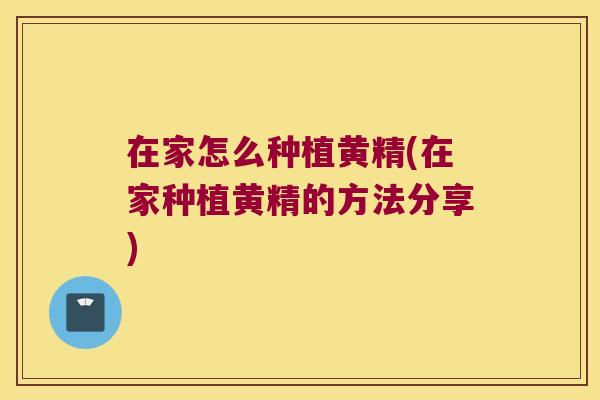 在家怎么种植黄精(在家种植黄精的方法分享)