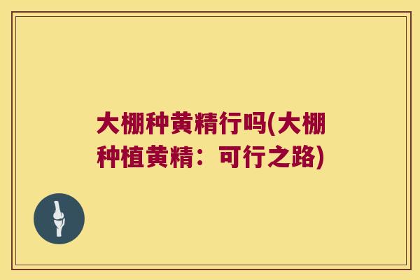 大棚种黄精行吗(大棚种植黄精：可行之路)