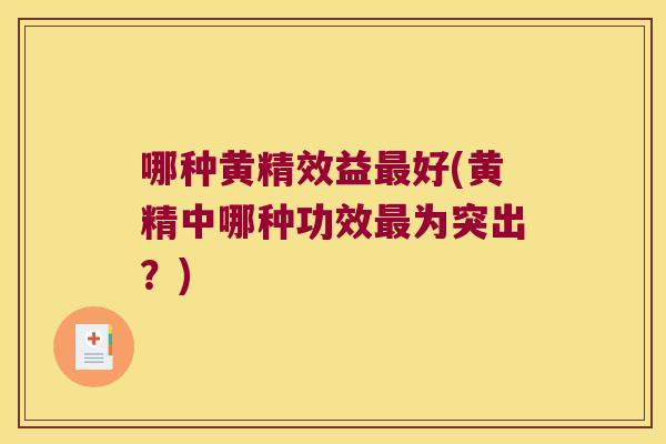 哪种黄精效益好(黄精中哪种功效为突出？)