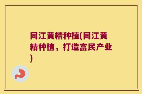 同江黄精种植(同江黄精种植,打造富民产业) 同江黄精种植(同江黄精种植,打造富民产业)