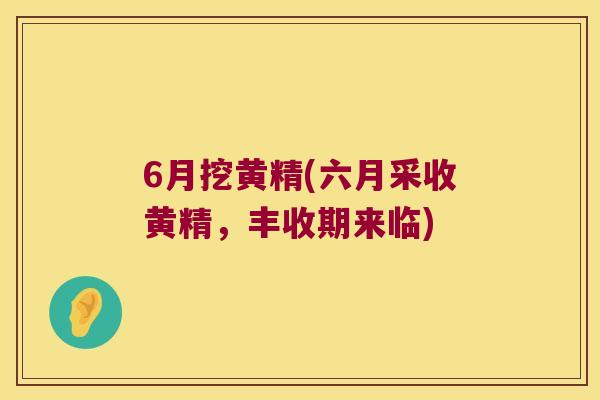 6月挖黄精(六月采收黄精,丰收期来临) 6月挖黄精(六月采收黄精,丰收期来临)