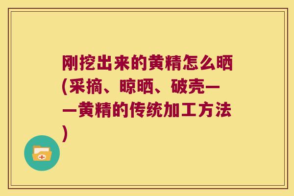 刚挖出来的黄精怎么晒(采摘、晾晒、破壳——黄精的传统加工方法)