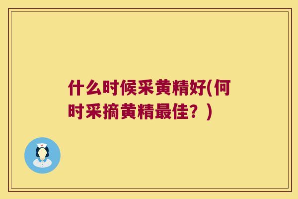 什么时候采黄精好(何时采摘黄精佳？)