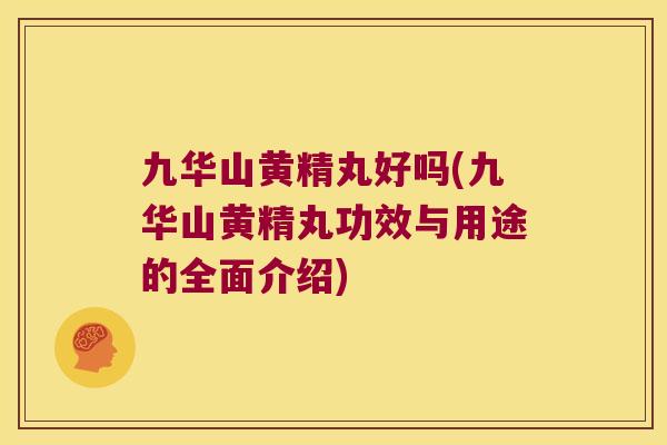 九华山黄精丸好吗(九华山黄精丸功效与用途的全面介绍)