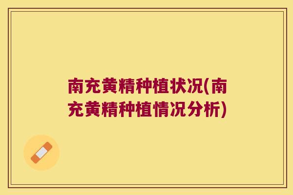 南充黄精种植状况(南充黄精种植情况分析)