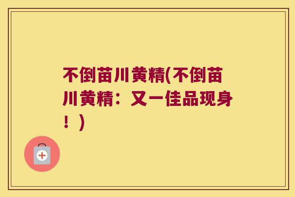 不倒苗川黄精(不倒苗川黄精：又一佳品现身！)