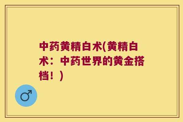 黄精白术(黄精白术:世界的黄金搭档!) 黄精白术(黄精白术:世界的黄金搭档!)