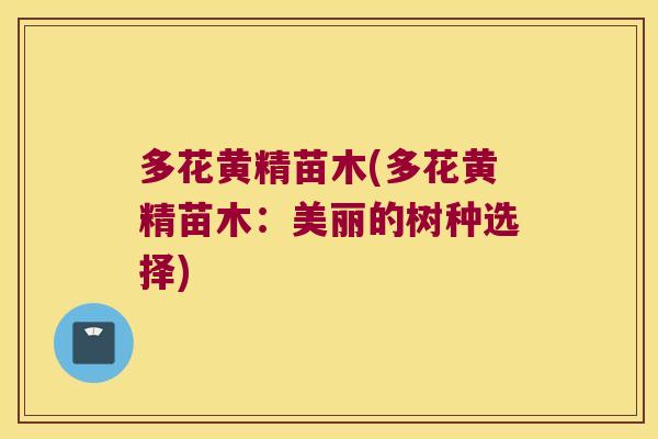 多花黄精苗木(多花黄精苗木：美丽的树种选择)