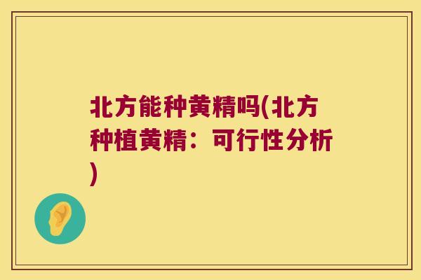 北方能种黄精吗(北方种植黄精：可行性分析)